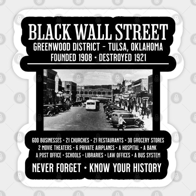 Black Wall Street - Know Your History Sticker by UrbanLifeApparel
